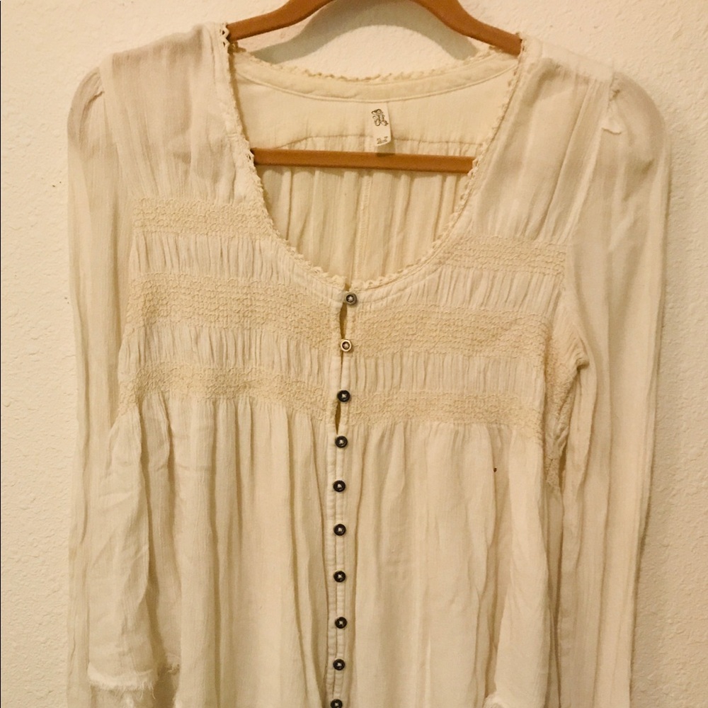Free people white long sleeve shirt - Picture 2 of 7